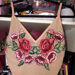 ❌❌SOLD ❌❌Nude mesh floral bodysuit size medium